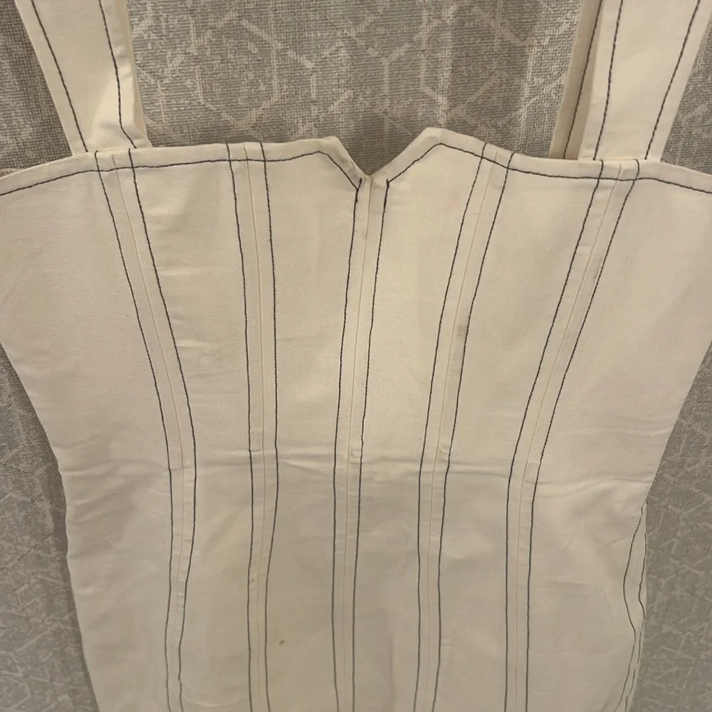 ASOS designs cream dress with black stitching size 4